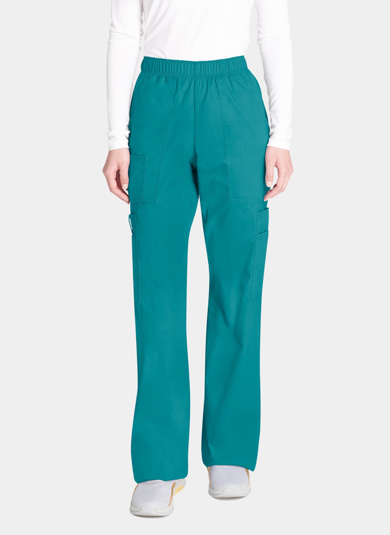 Cherokee Core Stretch Mid Rise Pull-On Cargo Scrub Trousers WWE4005-Teal