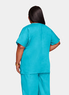 Cherokee Unisex Scrub Top - Turquoise - Back