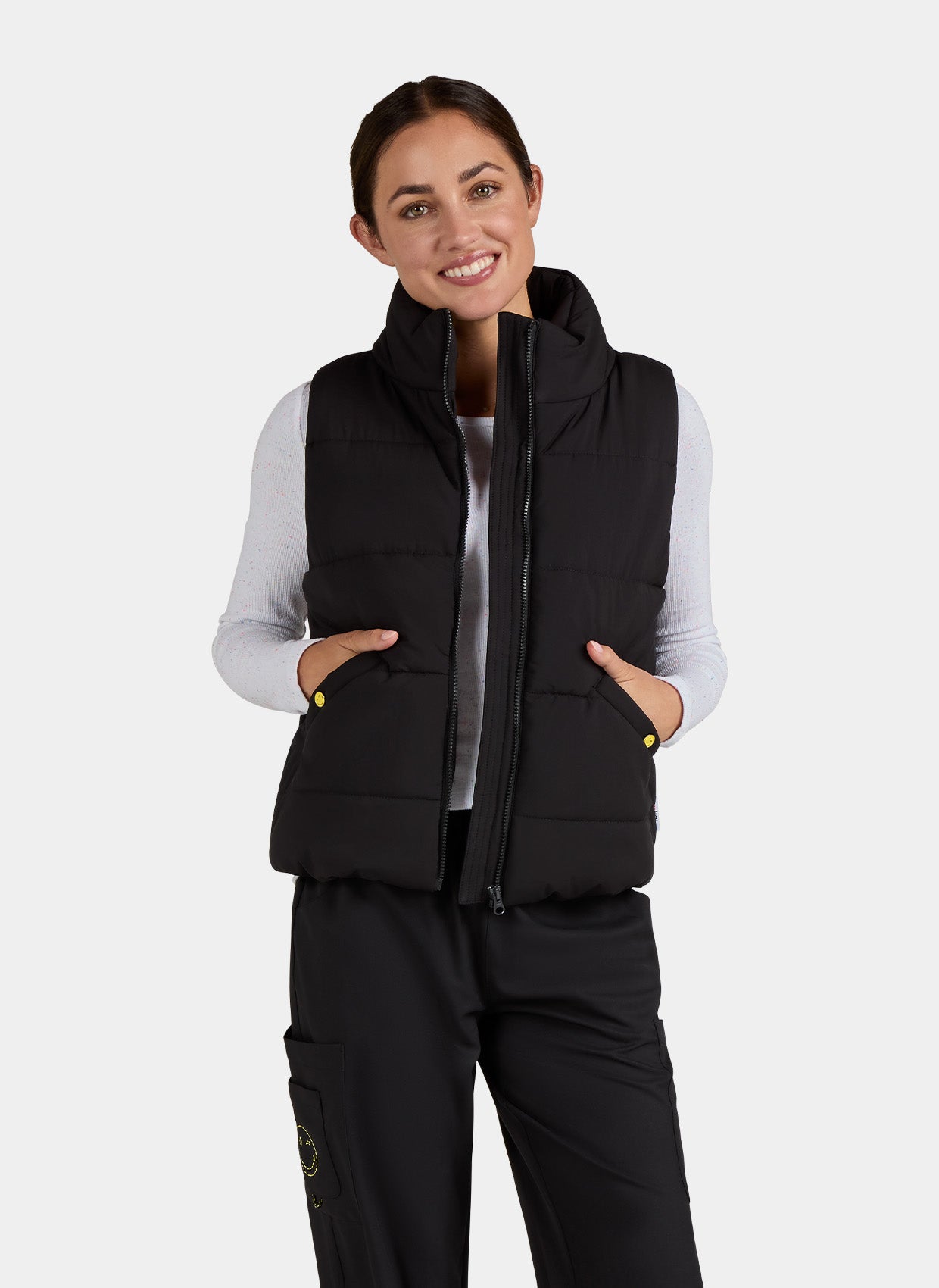 Koi Smiley World Delighted Vest - Black