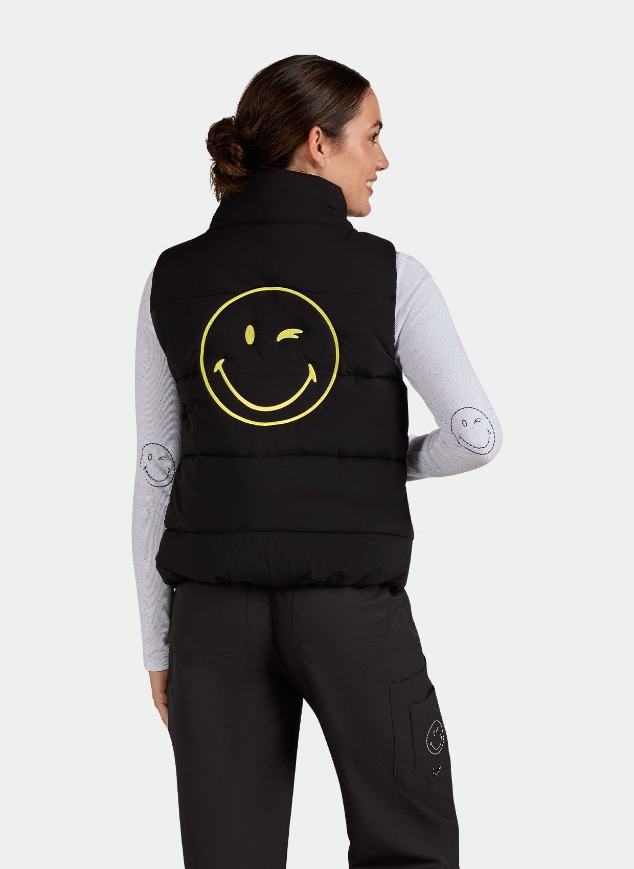 Koi Smiley World Delighted Vest - Black