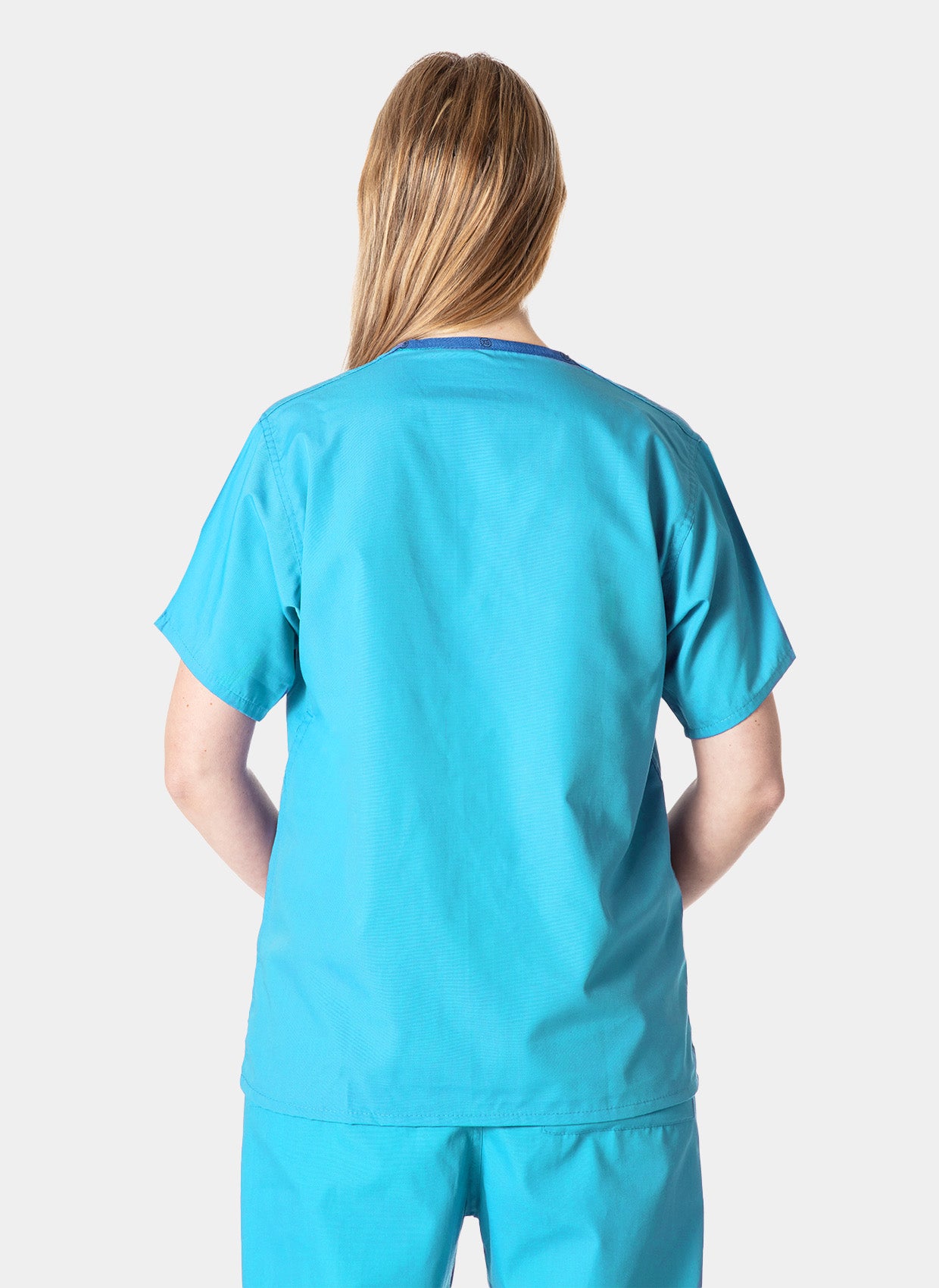 Budget Scrub Top - Turquoise - Back