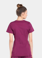 womens-cherokee-maternity-mock-wrap-scrub-top-wine-back