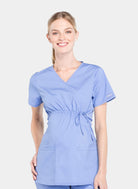 Cherokee Maternity Mock Wrap Scrub Top - Ceil