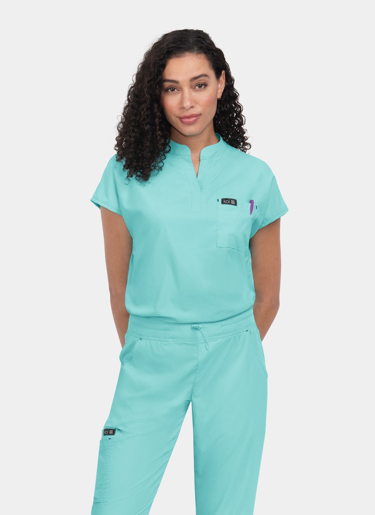 Koi Basics Ari Scrub Top - Fresh Mint