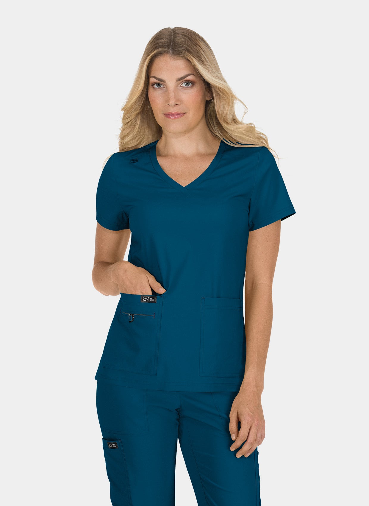 Koi Basics Becca Scrub Top - Caribbean