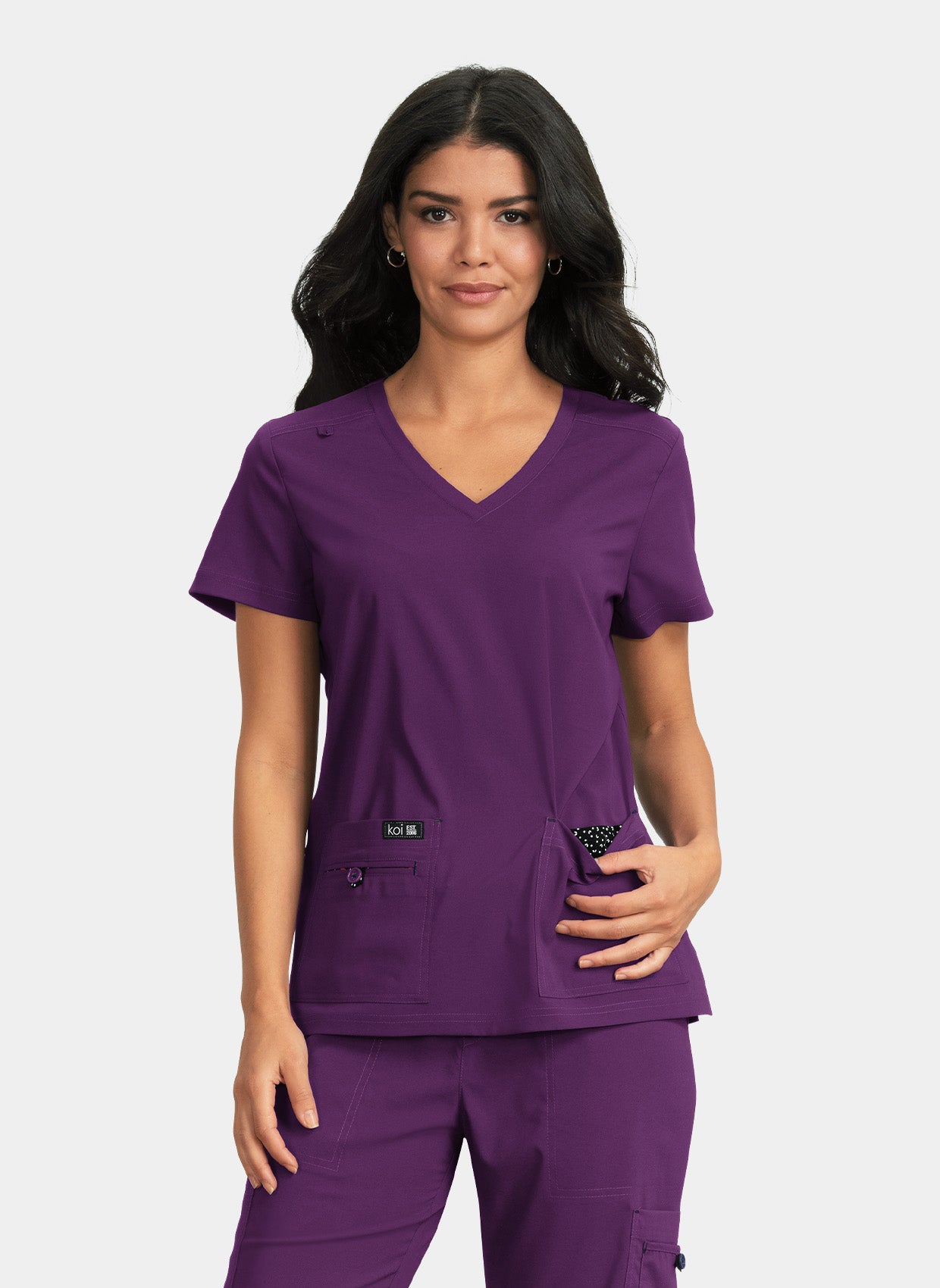 Koi Basics Becca Scrub Top - Eggplant