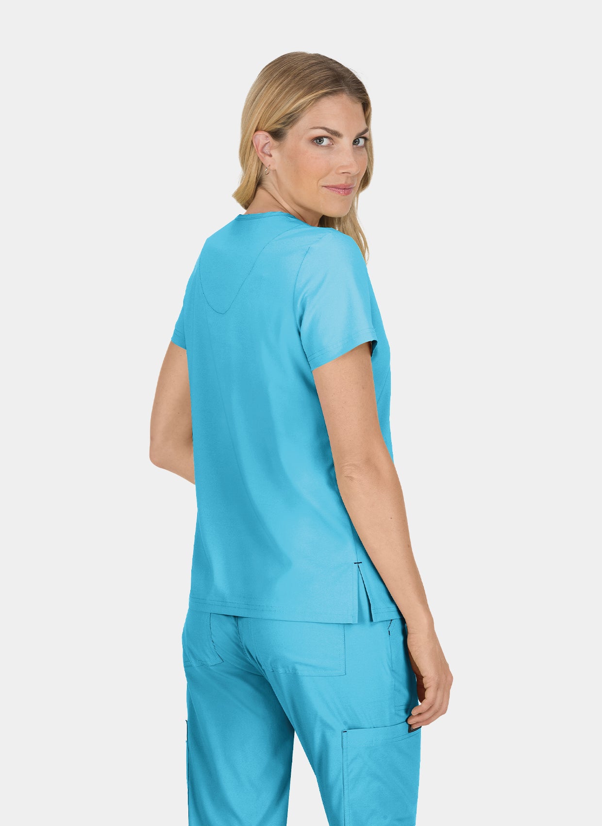 Koi Basics Becca Scrub Top - Electric Blue - Back