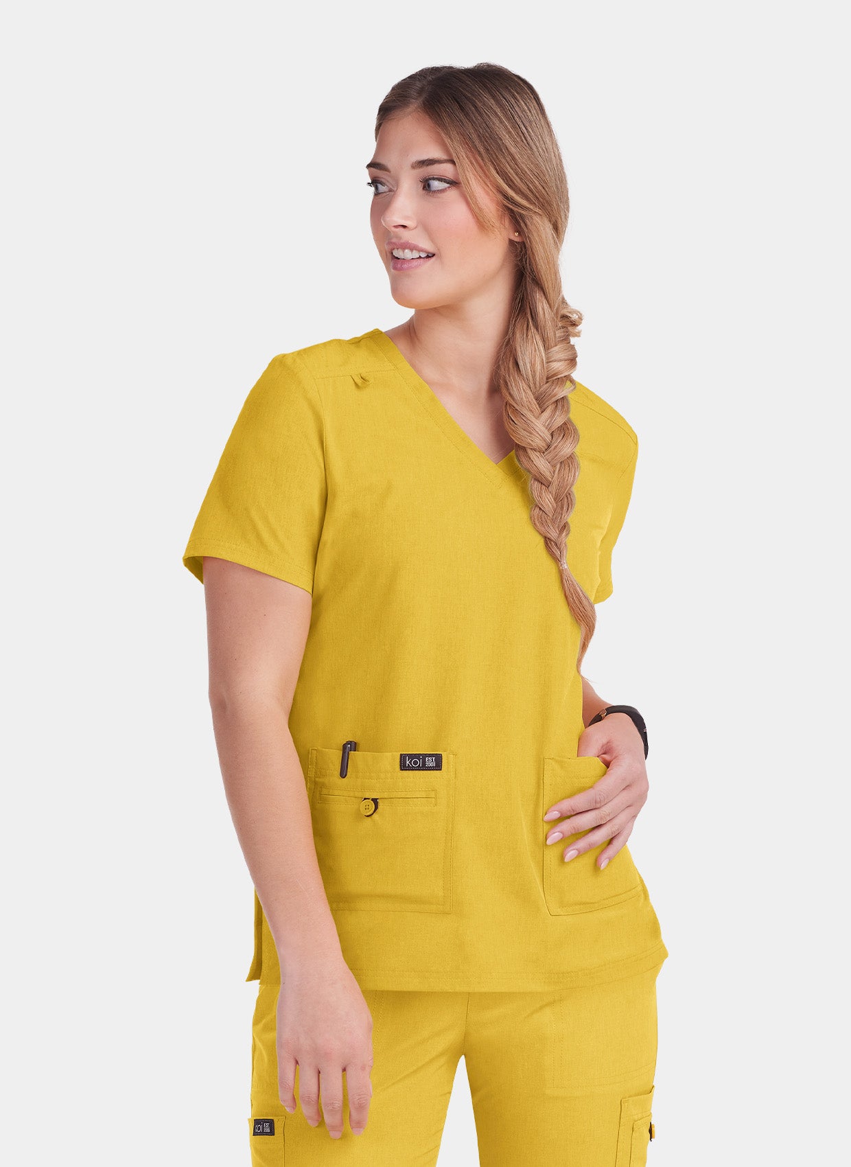 Koi Basics Becca Scrub Top - Heather Mango