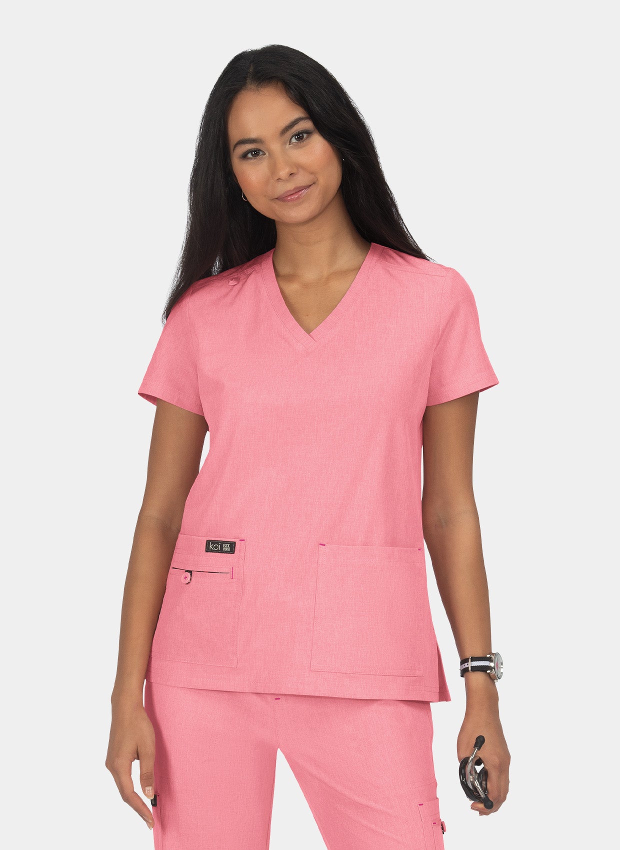 Koi Basics Becca Scrub Top - Heather Soft Pink