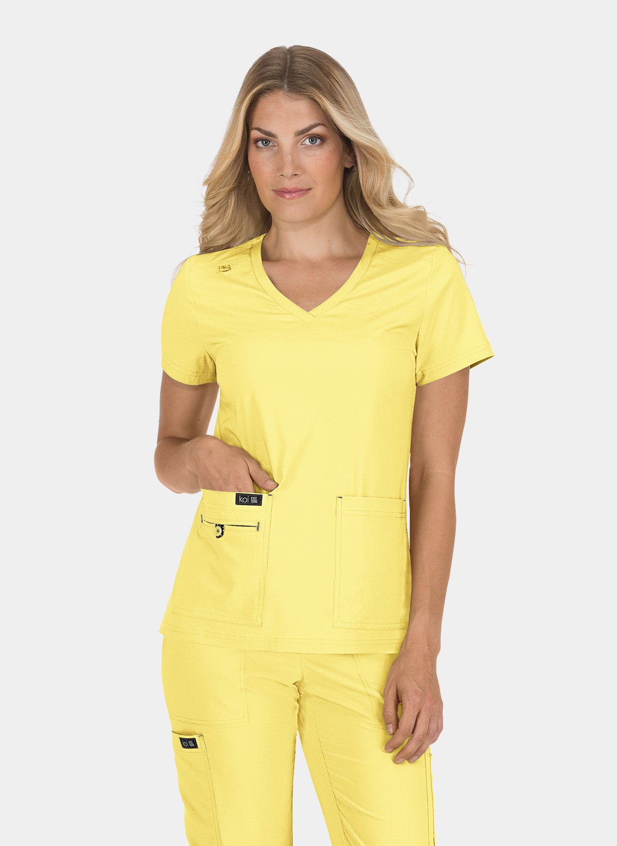 Koi Basics Becca Scrub Top - Sunshine