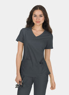 Koi Basics Katie Scrub Top - Charcoal