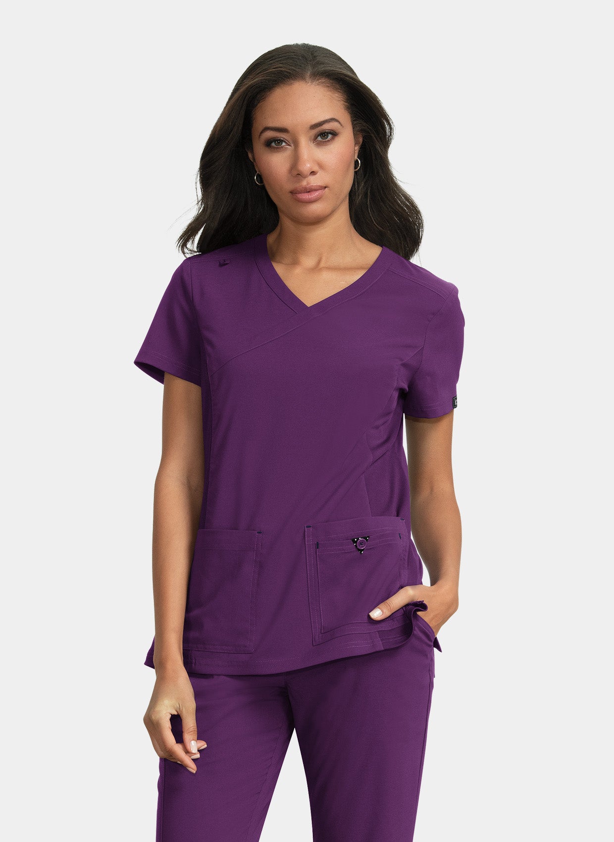 Koi Basics Katie Scrub Top - Eggplant