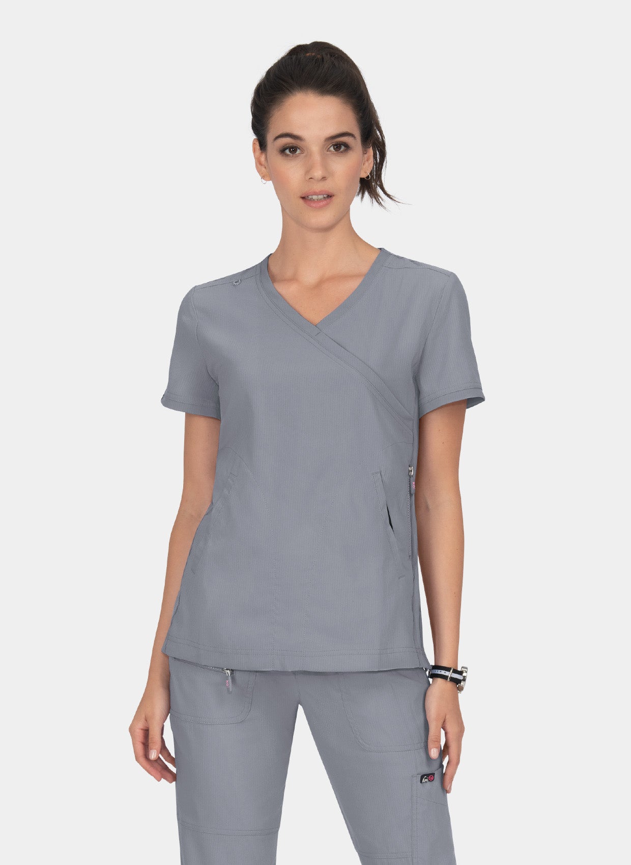 Koi Lite Philosophy Scrub Top - Platinum Grey