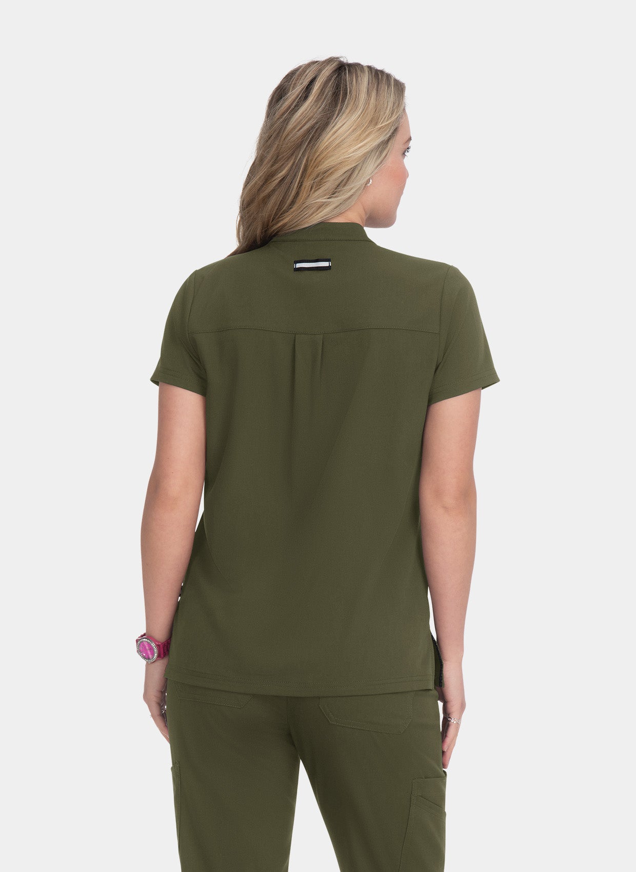 Koi Next Gen Driven Scrub Top - Olive - back