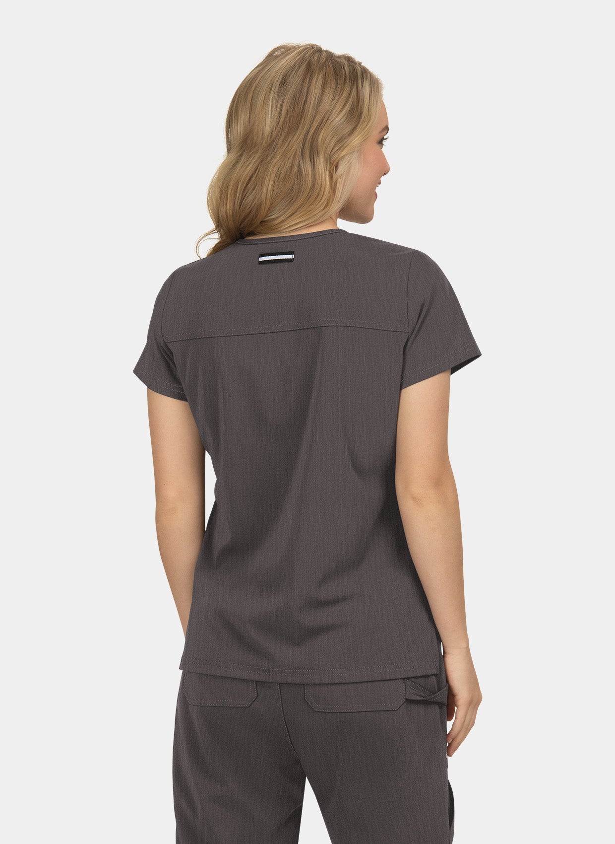 Koi Next Gen Hustle And Heart Scrub Top- Heather grey- Back