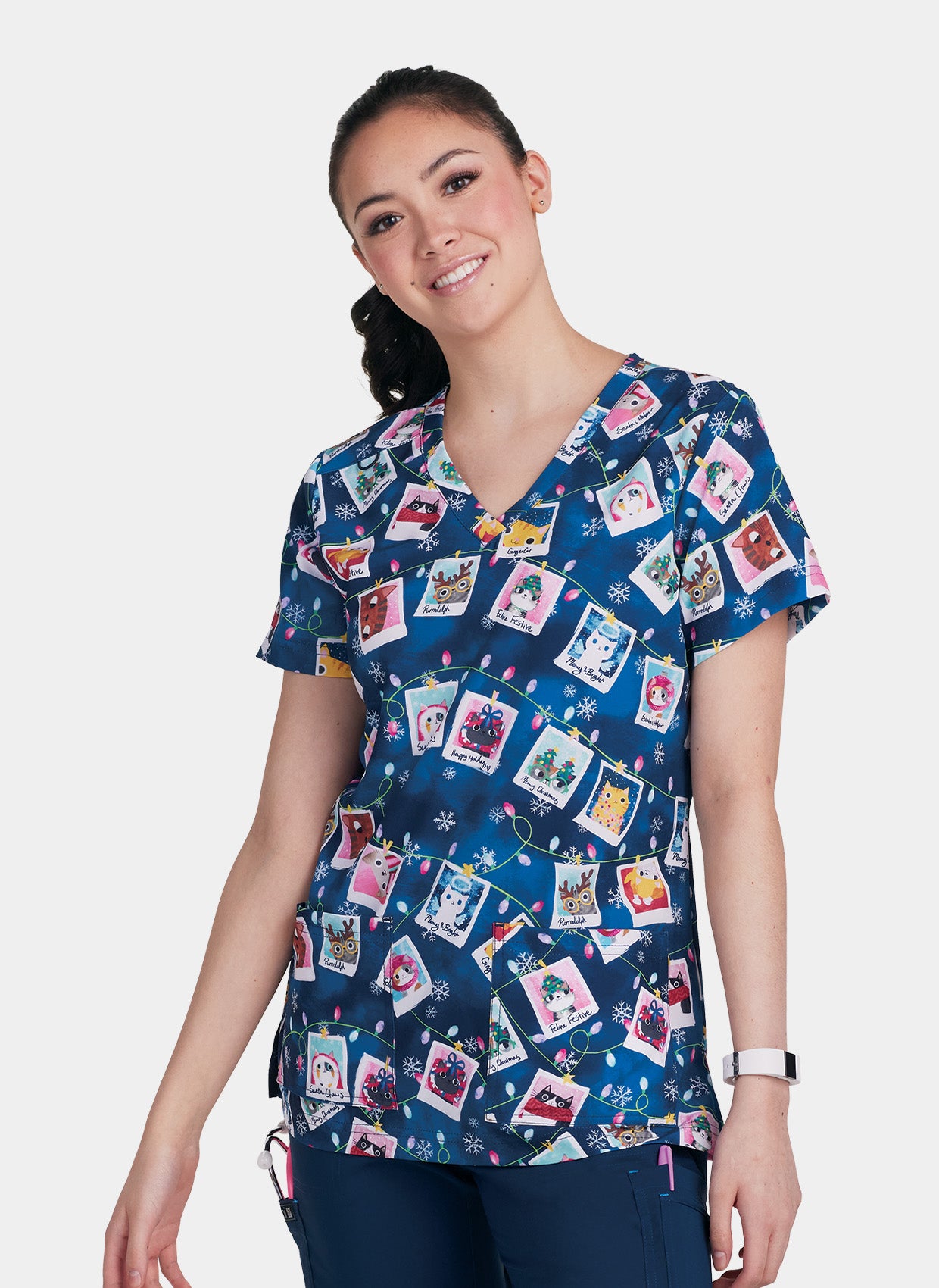 Koi Basics Rosalie Scrub Top - Feline Festive (Artist Series)