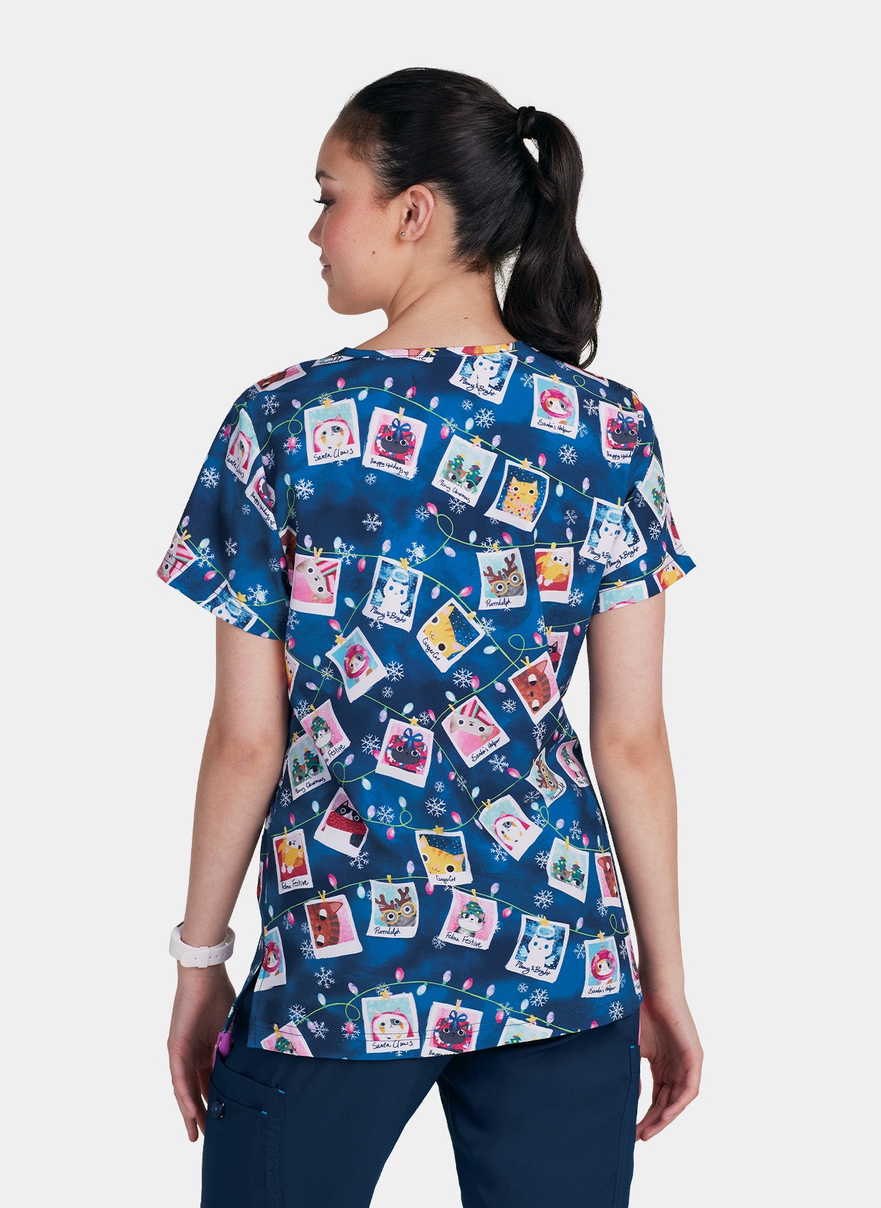 Koi Basics Rosalie Scrub Top - Feline Festive (Artist Series) - Back